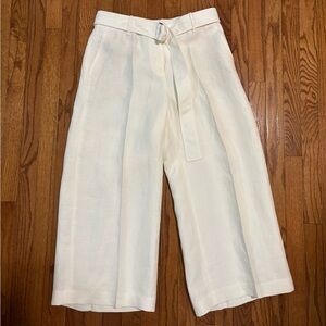 Lafayette 148 New York high rise cropped white linen pants size 8